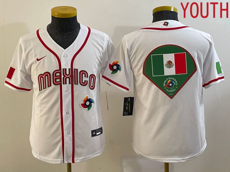 Youth 2023 World Cub Mexico Blank White Nike MLB Jersey12